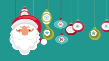 noel baba kafası ile mutlu noel animasyon