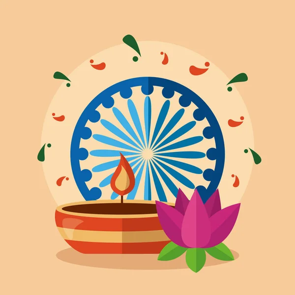 Ευτυχισμένη ημέρα ανεξαρτησίας Ινδία επίπεδη σχεδίαση — Διανυσματικό Αρχείο