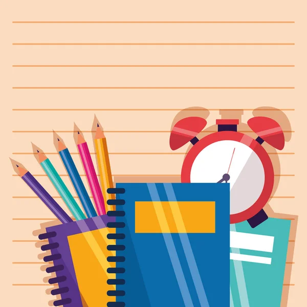 Back to school supplies flat design — Stock Vector