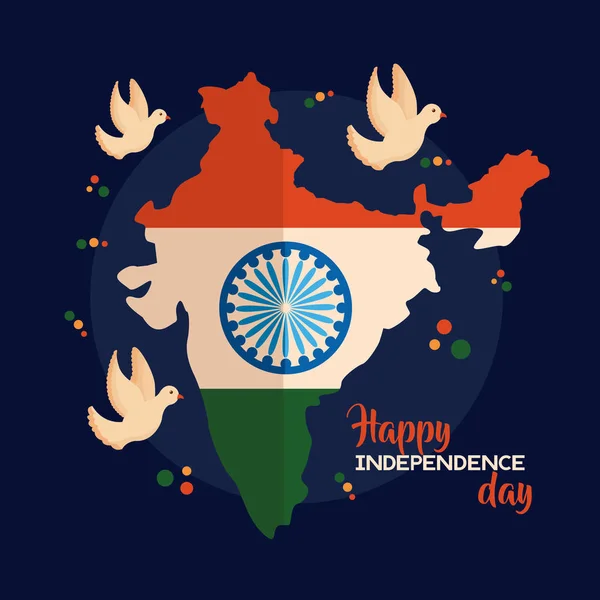 Lycklig självständighetsdag Indien flat design — Stock vektor