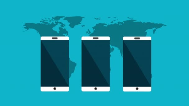 Smartphones mit Social-Media-Technologie — Stockvideo