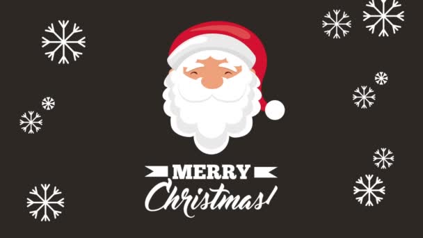 Feliz Natal animação com cabeça de Papai Noel — Vídeo de Stock