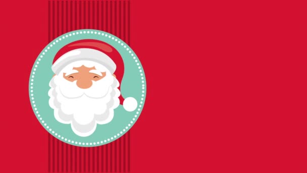 Fröhliche Weihnachtsanimation mit Weihnachtsmann-Kopf — Stockvideo