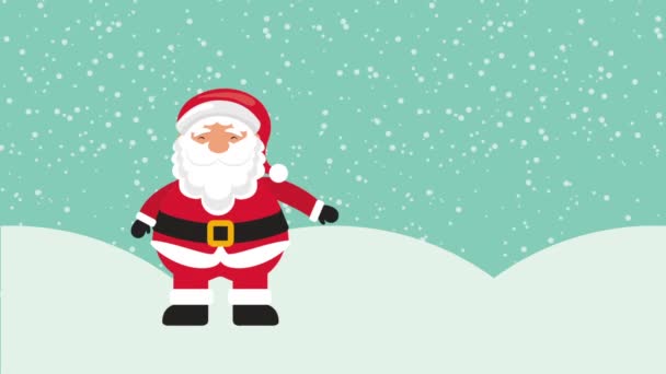 Merry christmas animation with santa claus character — Stock Video