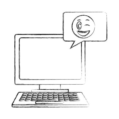 bilgisayar emoji konuşma kabarcık sohbet el çizim