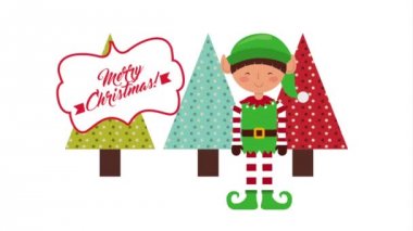 sevimli elf ile mutlu noel animasyon