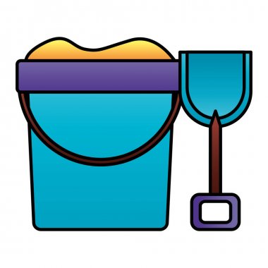 beyaz arka plan üzerinde kova kürek kum