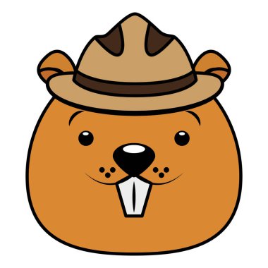 şapka karikatür karakteri ile Beaver yüz