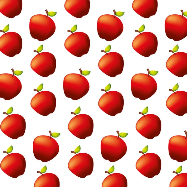Fresh apples fruit natural pattern — Stock Vector