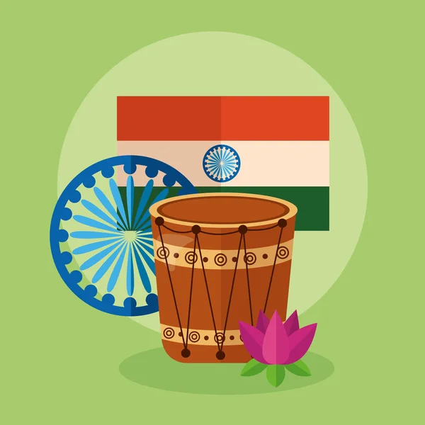 Feliz día de la independencia india diseño plano — Vector de stock