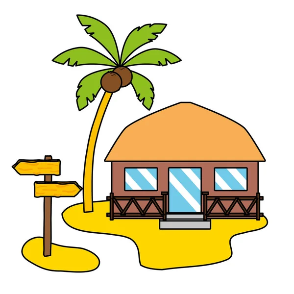 Zomer vakantie bungalow — Stockvector