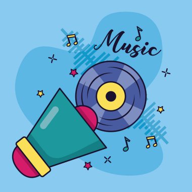 megafon vinil kayıt müzik renkli arka plan