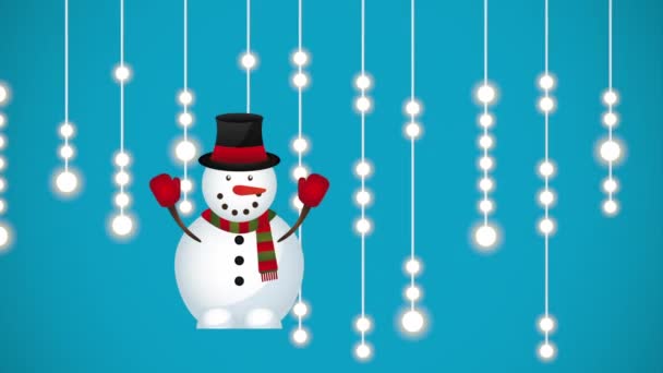 Merry christmas sale animation with snowman — Stock Video