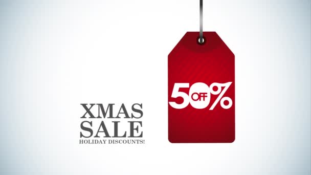 Veselý vánoční výprodej s poloviční cenovou značkou — Stock video