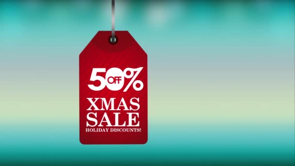 Merry Christmas Sale animatie met halve prijskaartje — Stockvideo