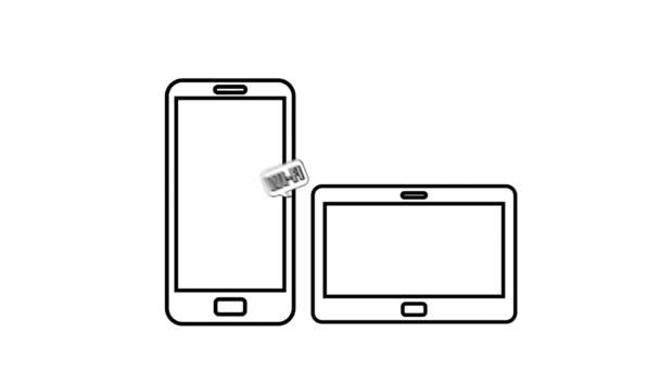 Smartphone y tablet con tecnología de redes sociales — Vídeo de stock