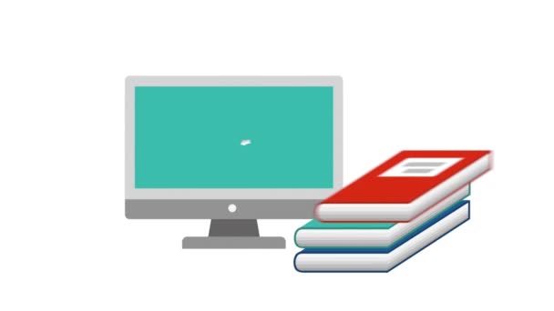 Desktop de computador com tecnologia ebook — Vídeo de Stock