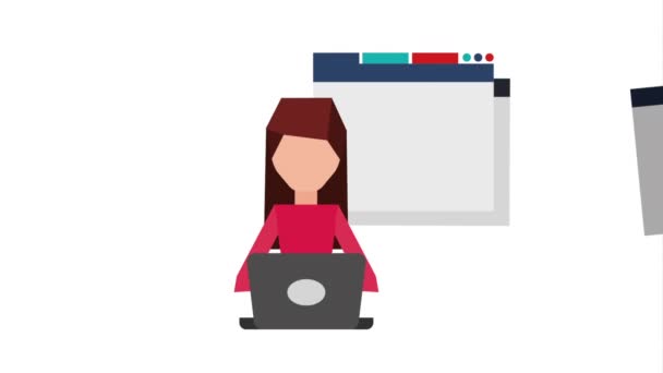Mujer joven usando ordenador portátil — Vídeo de stock