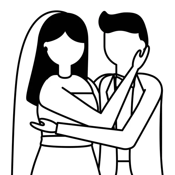 Diseño plano boda personas novio y novia — Archivo Imágenes Vectoriales