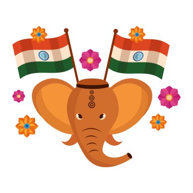 hint bayrakları ile hint fil ganesha