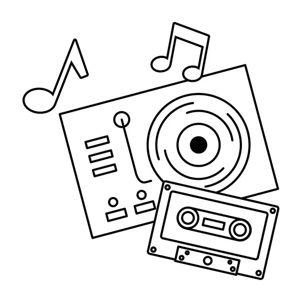 Turntable vinil gravar vinil cassete festival de música —  Vetores de Stock