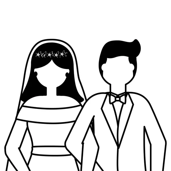 Diseño plano boda personas novio y novia — Archivo Imágenes Vectoriales