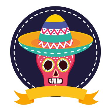 meksika şapkalı ölü kutlama kafatası maskesi günü