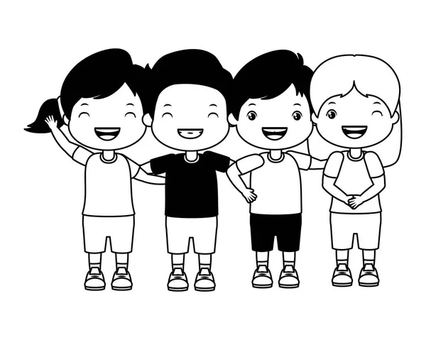 Grupo de niños y niñas — Vector de stock