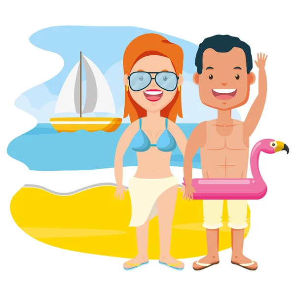 Hora de verano personas — Vector de stock