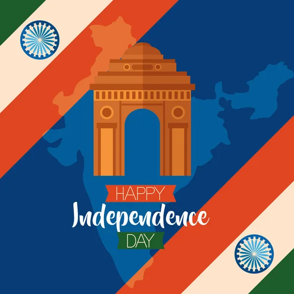 Feliz independência dia índia design plano — Vetor de Stock
