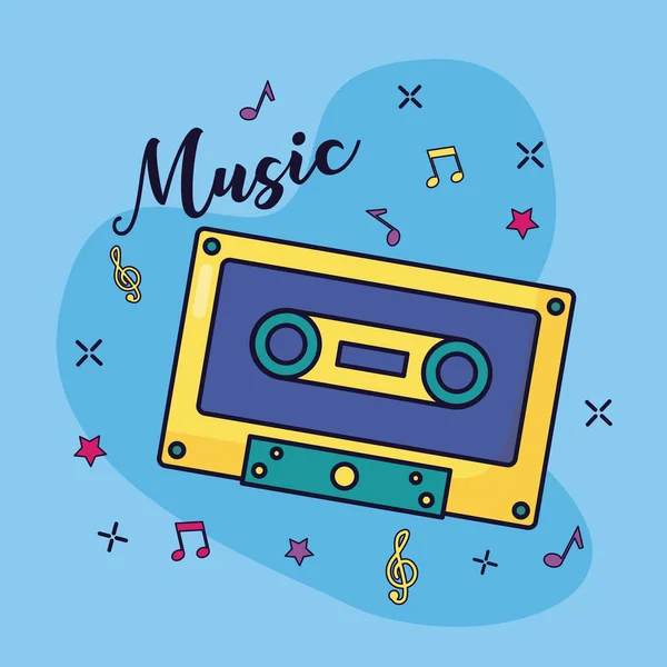 Rétro vintage cassette musique fond coloré — Image vectorielle