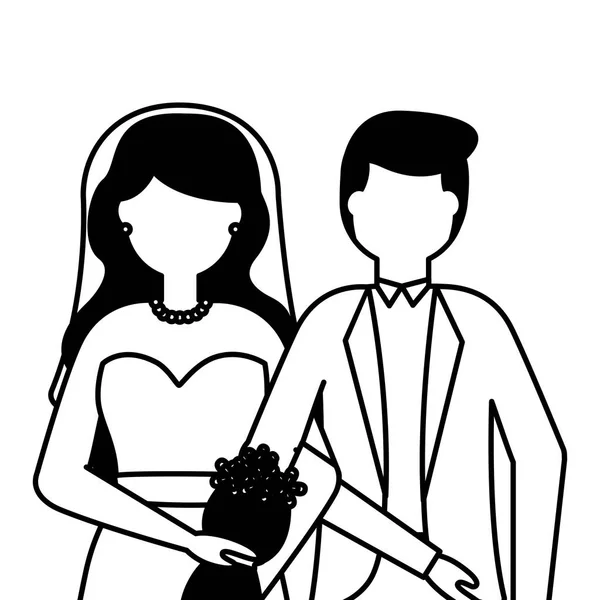 Flat design wedding people groom and bride — Stock Vector