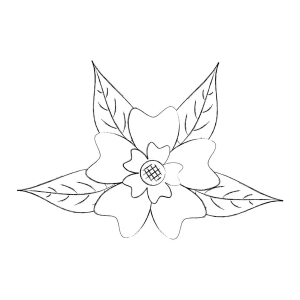 Flor planta decoración botánica pétalo hojas tallo — Vector de stock