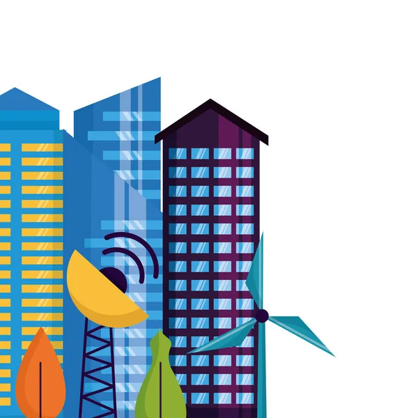 Smart City Urban Town teknik antenn — Stock vektor