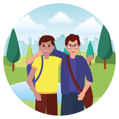 mutlu genç insanlar düz tasarım