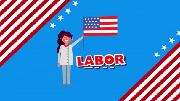 Labor day animation with female chef — Stock Video