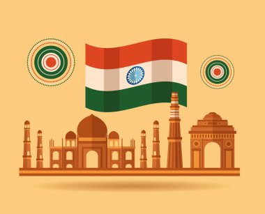 mutlu bağımsızlık gün hindistan düz tasarım