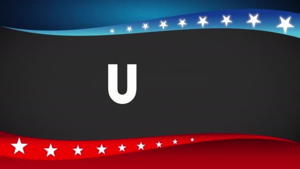 Estados Unidos da América bandeira com palavra e fogos de artifício — Vídeo de Stock