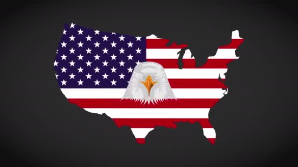 Estados unidos de América mapa con animación águila — Vídeos de Stock