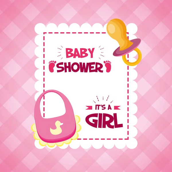 Girl decoration baby shower card — Stock Vector
