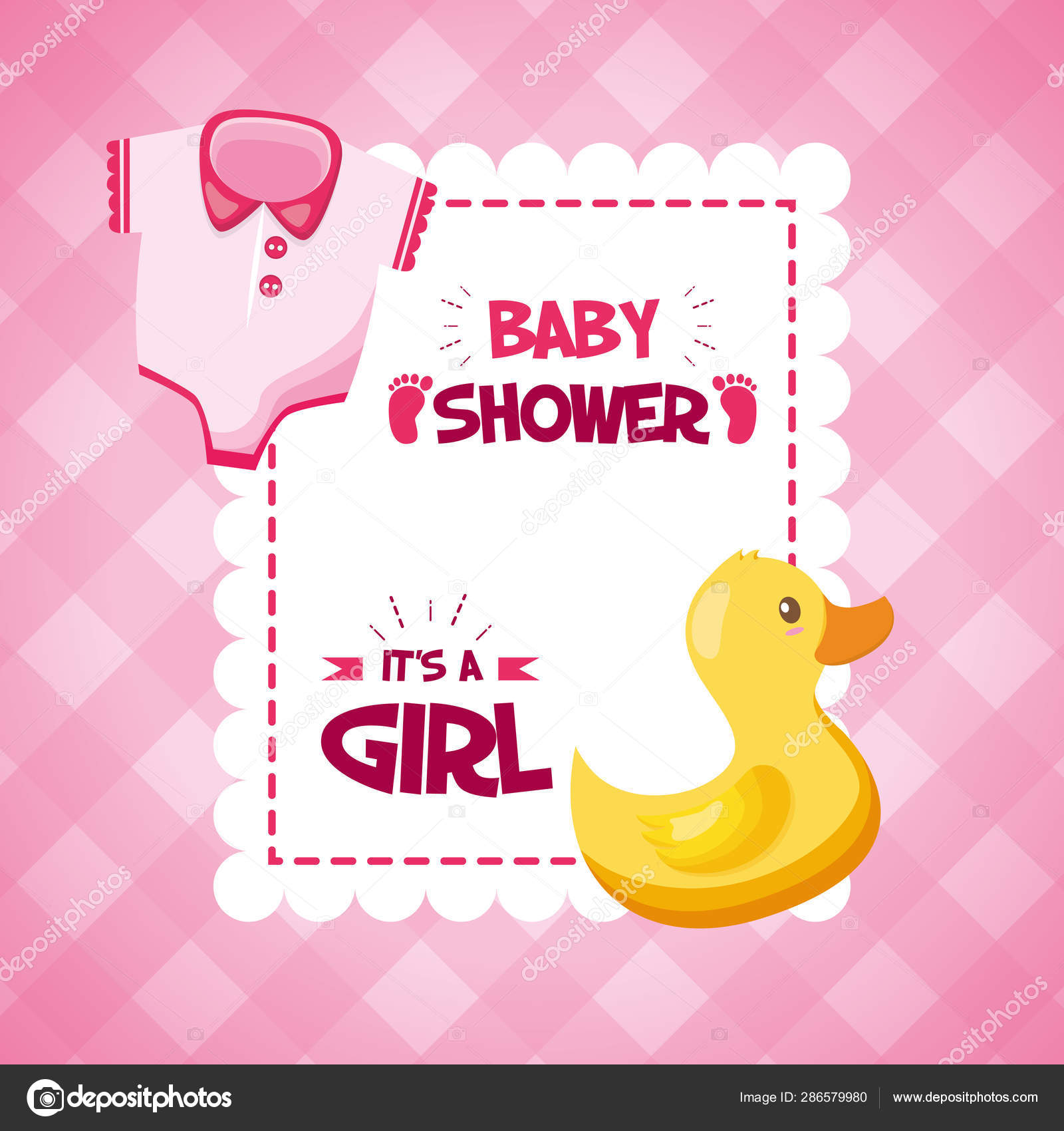 Girl Decoration Baby Shower Card Stock Vector C Yupiramos 286579980