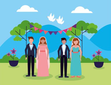 düz tasarım düğün insanlar görüntü