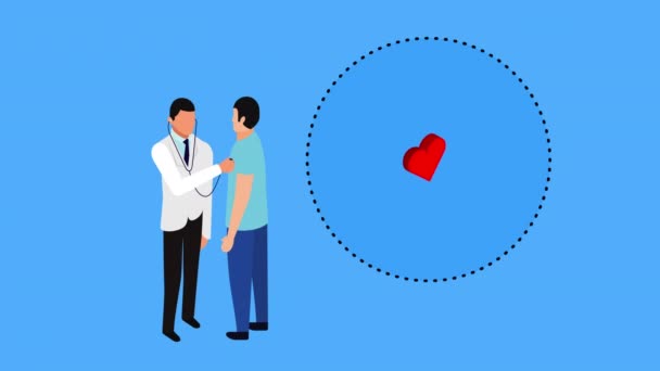 Médecin professionnel avec patient et cœur — Video