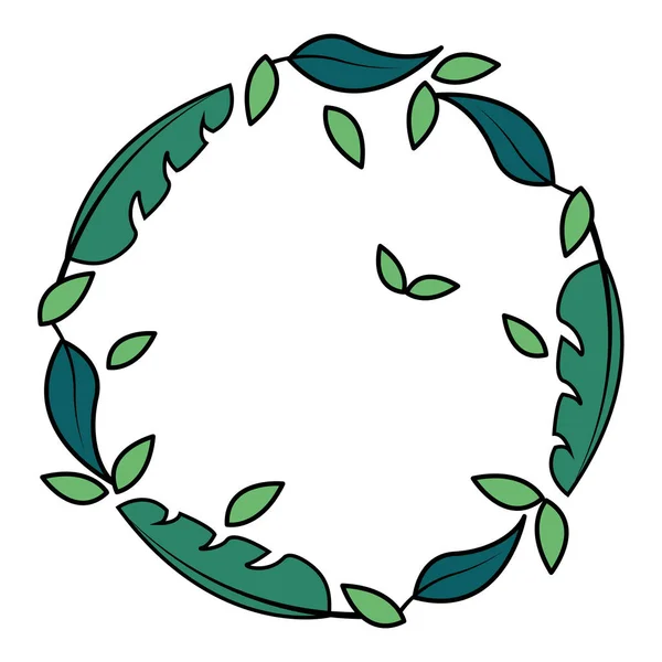 Çelenk yaprakları yeşillik doğal beyaz arka plan — Stok Vektör