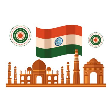 Tac Mahal Hint ve cami ile bayrağı