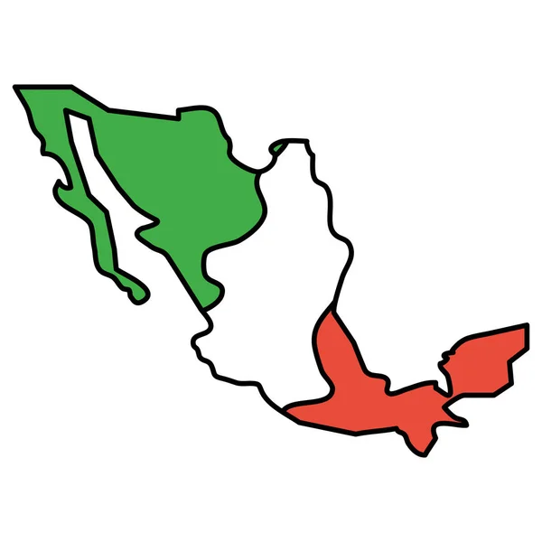Mexico kaart geografie geïsoleerd icoon — Stockvector