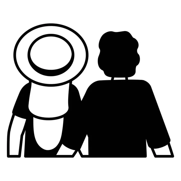 Jeunes amants couple avatars personnages — Image vectorielle