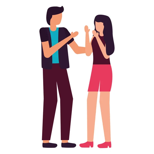 Jóvenes amantes pareja avatares caracteres — Vector de stock