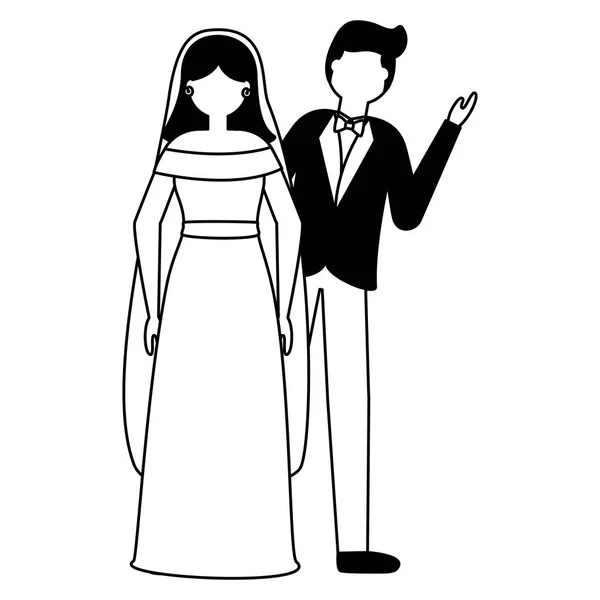 新娘和新郎庆祝婚礼日 — 图库矢量图片
