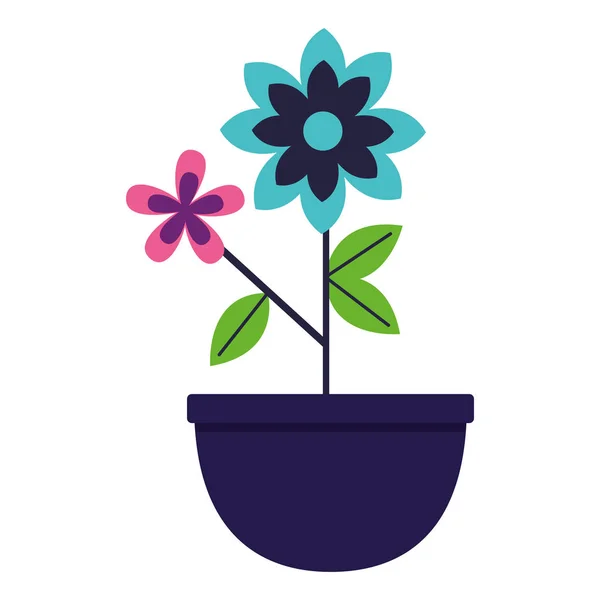 Květiny v hrnci, dekorace — Stockový vektor